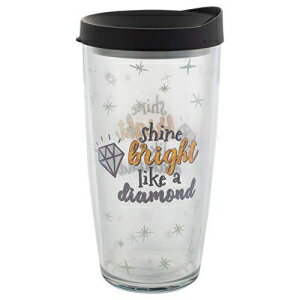 ダイヤモンズのように明るく輝く16オンスのトラベルタンブラーマグと黒いふた FREEHEART Shine Bright Like A Diamond Insulated 16 Oz Travel Tumbler Mug with Black Lid