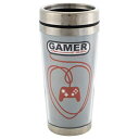 ゲーマーアットハートコントローラーグレー16オンスステンレススチール製トラベルマグ、蓋付き Elanze Designs Gamer At Heart Controller Grey 16 Oz Stainless Steel Travel Mug with Lid