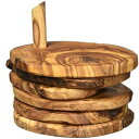 ナチュラルメッドオリーブウッド素朴なコースターセット Naturally Med Olive Wood Rustic Coaster Set