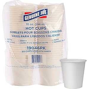 純正 Joe ポリウレタン裏地付き使い捨てホットカップ、10 オンス (50 個パック) Genuine Joe Polyureth..