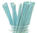 Food with Fashion Aqua Blue Zig Zag Straws - 25 - Teal Wedding Straws, Turquoise Party Paper Straws, Aqua Blue Straws