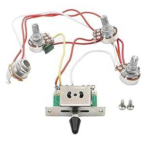 JIUWU Strat Guitar Wiring Harness Prewired 3X 500k Pots 1 Volume 2 Ton...