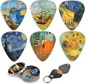 Art Tribute Vincent Van Gogh Guitar Picks Complete Gift Set For Guitarist - Christmas Gift & Stocking Stuffer Idea for Guitar Players Includes Celluloid Medium 12 Pack in A Tin Box + Picks Holder