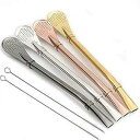 Qaxlry 4 PCS Stainless Steel Straws Yerba Mate Bombilla Drinking Straws Free Cle...