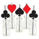 Big Dot of Happiness Las Vegas - Paper Straw Decor - Casino Party Striped Decorative Straws - Set of 24