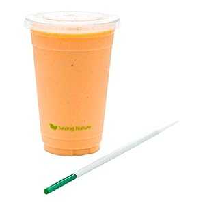 Restaurantware Basic Nature Green PLA Plastic Straw - Wrapped, Compost...