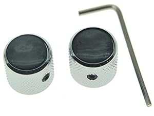 KAISH Set of 2 Black Pearl Top Guitar Dome Knobs with Set Screw for Te...
