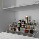 Lavish Home Spice Rack-Adjustable, Expandable 3 Tier Organizer for Counter, Cabinet, Pantry-Storage Shelves Seasonings, Tea, Canned Food