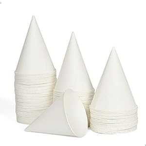 100 Snow Cone Cups, AQUEENLY Wax Coated Leakproof Cone Paper Cups for ...