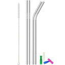 KEWLYSEU Metal Stainless Steel Straws, 4pcs 12