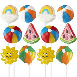 楽天GlomarketPrextex Summer Themed Lollipops Summer Outdoor Accessories Shaped Suckers Pack of 12 Pops for Beach and Poolside Birthday Party Favor or Parties Decoration