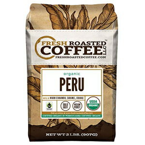 フレッシュローストコーヒーLLC、オーガニックペルーコーヒー、USDAオーガニック、ミディアムロースト、ホールビーン、2ポンドバッグ FRESH ROASTED COFFEE LLC FRESHROASTEDCOFFEE.COM Fresh Roasted Coffee LLC, Organic Peruvian Coffee, USDA Organic,