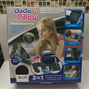 Gogo Pillow-3-in-1トラベルピロー、ネックピロー、タブレットホルダー-ブルー Gogo Pillow - 3-in-1 Travel Pillow, Neck Pillow, Tablet Holder - Blue