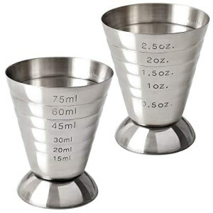 Cozihomステンレス鋼計量カップ 2.5オンス 75 ml 大さじ5 カクテルジガー 2パック Cozihom Stainless Steel Measuring Cup, 2.5 oz, 75 ml, 5 Tbsp, Cocktail Jiggers, Pack of 2