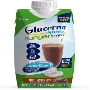 Rich Chocolate, Glucerna Hunger Smart Meal Size, Diabetes Nutritional Shake, Meal Replacement to Help Manage Blood Sugar, Rich Chocolate, 16 Fl Oz, Pack of 12