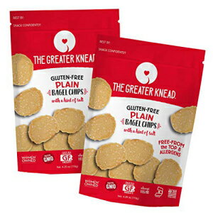 Greater Knead グルテンフリーベーグルチップス - プレーン ビーガン 非遺伝子組み換え 小麦 ナッツ 大豆 ピーナッツ 木の実不使用 (2 パック) Greater Knead Gluten Free Bagel Chips - Plain, Vegan, non-GMO, Free of Wheat, Nuts, So