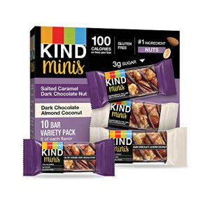 KIND Bar Minis, Salted Caramel Dark Chocolate Nut & Dark Chocolate Almond Coconut, Variety Pack, Gluten Free, 100 Calories, Lo..
