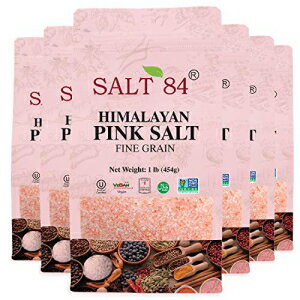 SALT 84 ヒマラヤ ピンクソルト 細粒スタンドアップバッグ 窓付き 1ポンド/各 (6個パック) SALT 84 Himalayan Pink Salt Fine Grain-Stand Up Bag W/Window-1 LBS/Each (Pack of 6)