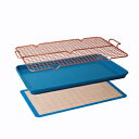 CasaWare 3pc Ultimate Commercial Weight 15 x 10 x 1-inch Cookie Sheet/Cooling Grid/Silicone Mat Bakeware Set (Blue Granite)