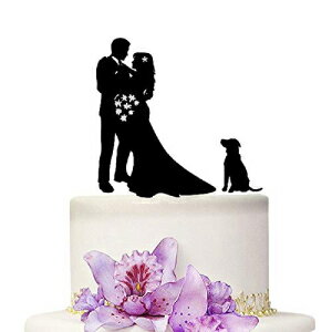 YAMICOCUウエディングケーキトッパー花嫁と花婿夫人と犬のウエディングアニバーサリーパーティーの婚約 YAMI COCU Wedding Cake Topper Bride and Groom Mr Mrs With Dog Wedding Aniversary Party Engagement