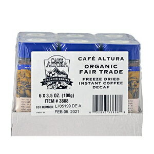 Cafe Altura オーガニック フェアトレード デカフェ インスタントコーヒー、3.53 オンス (6 パック) Cafe Altura Organic Fair Trade Decaf Instant Coffee, 3.53 oz (Pack Of 6)