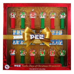 Pez 12 日間のクリスマステーマのディスペンサーオーナメント シュガークッキー風味のキャンディーギフトセット付き Pez 12 Days Of Christmas Themed Dispenser Ornaments With Sugar Cookie Flavored Candy Gift Set