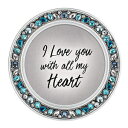 Elanze Designs I Love You With All My Heart 4.5 Inch Teal Jeweled Coaster