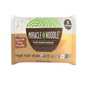 ミラクルヌードル エンジェルヘアパスタ - 植物ベースの白滝麺、ケト、ビーガン、グルテンフリー、低カロリー、低炭水化物、パレオ、大豆フリー、非遺伝子組み換え - ケトダイエットに最適 - 7 オンス (24 パック) Miracle Noodle Angel Hair Pasta - Pla