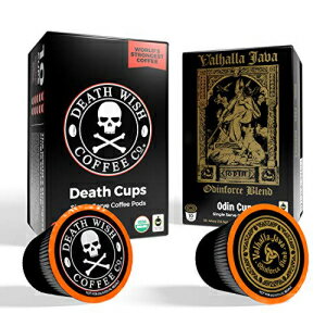 Death Wish コーヒーポッド – 世界最強のコーヒー & ヴァルハラ ジャワ オーディンフォース ブレンド シングルサーブ コーヒー ポッド – USDA 認定オーガニック – フェアトレード – アラビカ豆とロブスタ豆を使用 (20 個) Death Wish Coffee