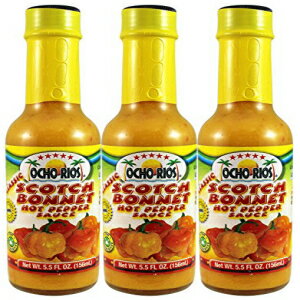 XRb`{lbg zbgybp[\[X (3pbN)A5.5IXr - I[`EIX Scotch Bonnet Hot Pepper Sauce (Pack of 3), 5.5 oz Jar - Ocho Rios