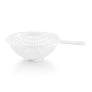 YBM Home 8.5 Inch Deep Plastic Strainer Colander with Long Handle – Made of Food Safe BPA-Free Plastic - Durable and Dishwasher Safe - Use for Pasta, Noodles, Spaghetti, Vegetables and More (1, White)