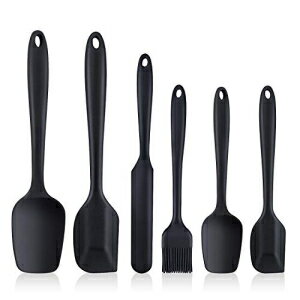 LAVADOR Spatulas Set of 6, Food Grade Silicone Spatulas, Rubber Spatulas Heat Resistant, Seamless One Piece Design, Stainless Steel Core, Kitchen Utensils Nonstick for for Cooking, Baking and Mixing (Black)
