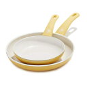 GreenLife Soft Grip Healthy Ceramic Nonstick, Frying Pan/Skillet Set, 7 and 10 , Yellow