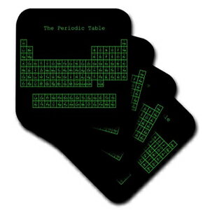 3dRose Neon Green on Black Periodic Table - Retro Computer Programmer style - Science Chemistry Physics - Soft Coasters, set of 4
