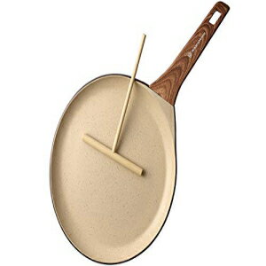 WaxonWare 11 inch Non-Stick Crepe Pan/Frying Skillet With Marbellous (A 100% PFOA Free German Coating) For Pizza, Tortillas, Pancakes, Omelettes & Crepes