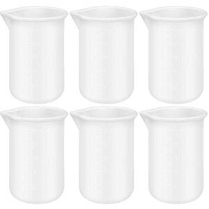 PinCute 100ml 6 Pieces Silicone Measuring Cups for Resin Non-Stick Mixing Cups Glue Capacity Tools for DIY Craft, Precise Scale