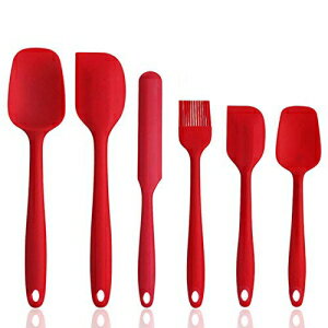 OneCut Silicone Spatula Set,6 Piece Spatulas for Nonstick Cookware,High Heat Resistant One Piece Seamless Design Kitchen Utensils Spatula Set for Baking,Cooking and Mixing(Red)
