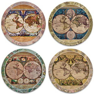 コースターストーン吸収性ストーンコースターヴィンテージオールドワールドマップ、マルチカラー CoasterStone Absorbent Stone Coasters Vintage Old World Maps, Multicolored