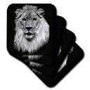 3dRose cst_36131_3黒と白のアフリカンライオンフルヘッドペインティング-セラミックタイルコースター 4個セット 3dRose cst_36131_3 African Lion Full Head Painting in Black and White-Ceramic Tile Coasters, Set of 4