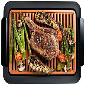 Gotham Steel Smokeless Grill, Indoor Grill, Nonstick Ceramic Electric Grill – Dishwasher Safe Surface, Temperature Control, Metal Utensil Safe, Barbeque Indoors with Virtually No Smoke, As Seen on TV