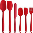 Silicone Spatula Set, YISSCEN Heat Resistant Scrapers with Strong Stainless Steel Core, Non-Stick Baking Utensils Sets for Cooking, Baking and Mixing (6PCS - Red)