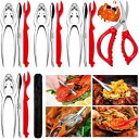 AVIDE 14 Pcs Shellfish Crackers and Tools Seafood Tools Set Includes 4 Crab Leg Crackers, 4 Lobster Shell Knife, 4 Crab Forks/Picks and 1 Seafood Scissors Storage Bag - Crab Leg Tools for Eating