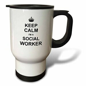 3dRose Keep Calm Im a Social Worker Job Pride Funny Profession Work Gift Travel Mug, 14-Ounce, Stainless Steel