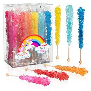 Candy Envy Magical Rainbow Rock Candy Sticks - 18 Individually Wrapped Rock Candy on a Stick - Includes 