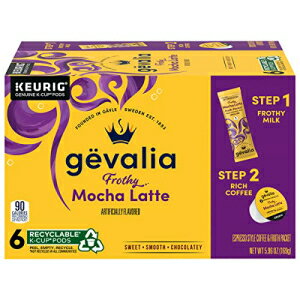 Gevalia、2 ステップ K カップ & フロス パケット、6 カウント、5.6 オンス ボックス (3 個パック) (モカラテ) Gevalia, 2-Step K-Cup ..