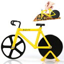 ピザカッター自転車ピザスライサースタンド付きデュアルステンレス鋼カッティングホイール（赤） feifuns Pizza Cutter Bicycle Pizza Slicer Dual Stainless Steel Cutting Wheels with a Stand (red)