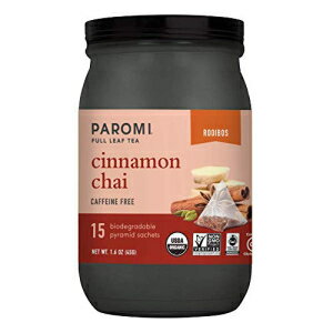 Paromi Tea Organic Cinnamon Chai Caffeine-Free Rooibos Tea, Non-GMO, 15 Pyramid Tea Bags (Pack of 6)