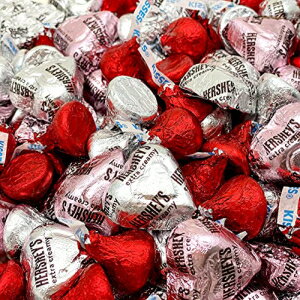 CRAZYOUTLET Valentine's Day Chocolate Candy Assortment HERSHEY'S Hearts, KISSES Milk Chocolate Candy, Pink Silver Red Foil Wrap, Bulk Pack 3 Lbs