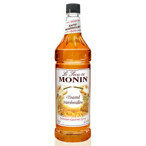 Monin - トーストマシュマロシロップ、マシュマロ＆キャラメル風味、ココア、ラテ、シェイクに最適、非遺伝子組み換え、グルテンフリー（1リットル） Monin - Toasted Marshmallow Syrup, Marshmallow & Caramel Flavor, Great for Cocoas, Lattes, &