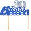 All About Details Next page 30 Years Blessed Cake Topper, 1pc, Birthday, 30th Anniversary (Blue &Silver), 6 x 8